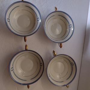 Vintage Baronet Bohemia Czechoslovakia Soups 4  Blue/Ivory (The Trend)